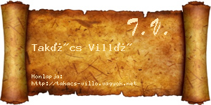 Takács Villő névjegykártya